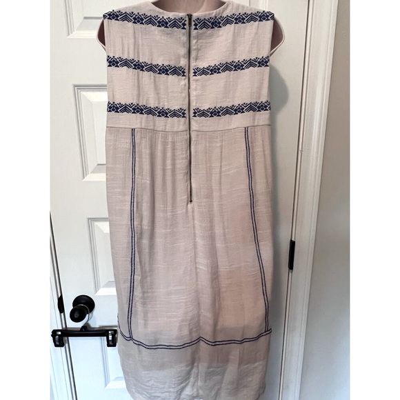 THML Women's Cream & Blue Embroidered Dress, Size M - Picture 4 of 11